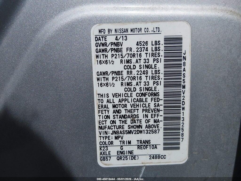JN8AS5MV2DW132587 2013 NISSAN ROGUE photo no. 9