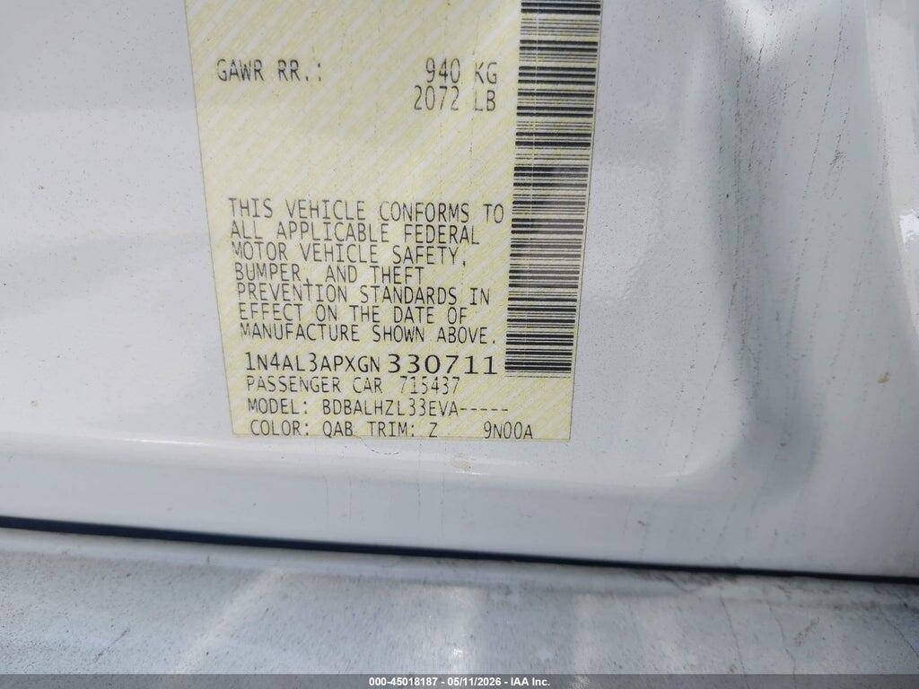 1N4AL3APXGN330711 2016 NISSAN ALTIMA photo no. 9