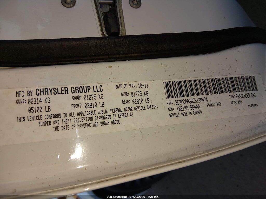 2C3CCAAG6CH138474 2012 CHRYSLER 300 photo no. 9