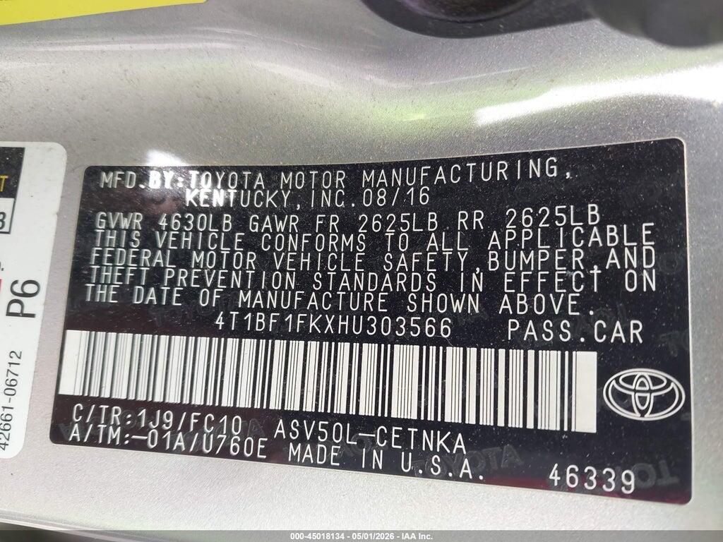 4T1BF1FKXHU303566 2017 TOYOTA CAMRY photo no. 9