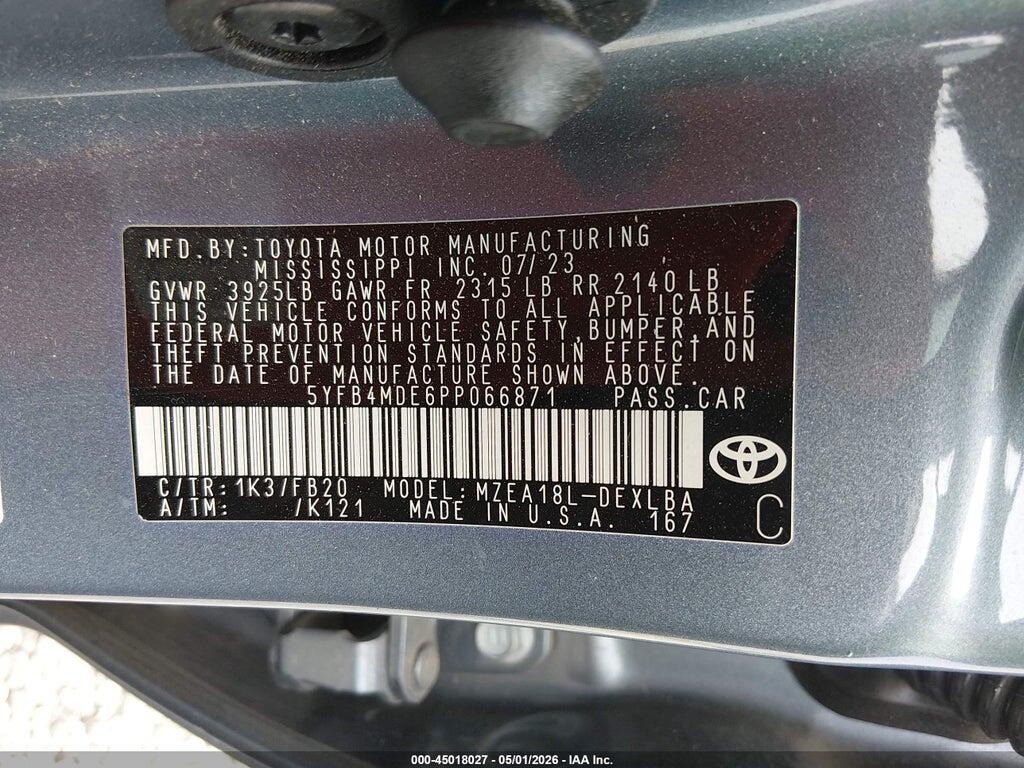 5YFB4MDE6PP066871 2023 TOYOTA COROLLA photo no. 9