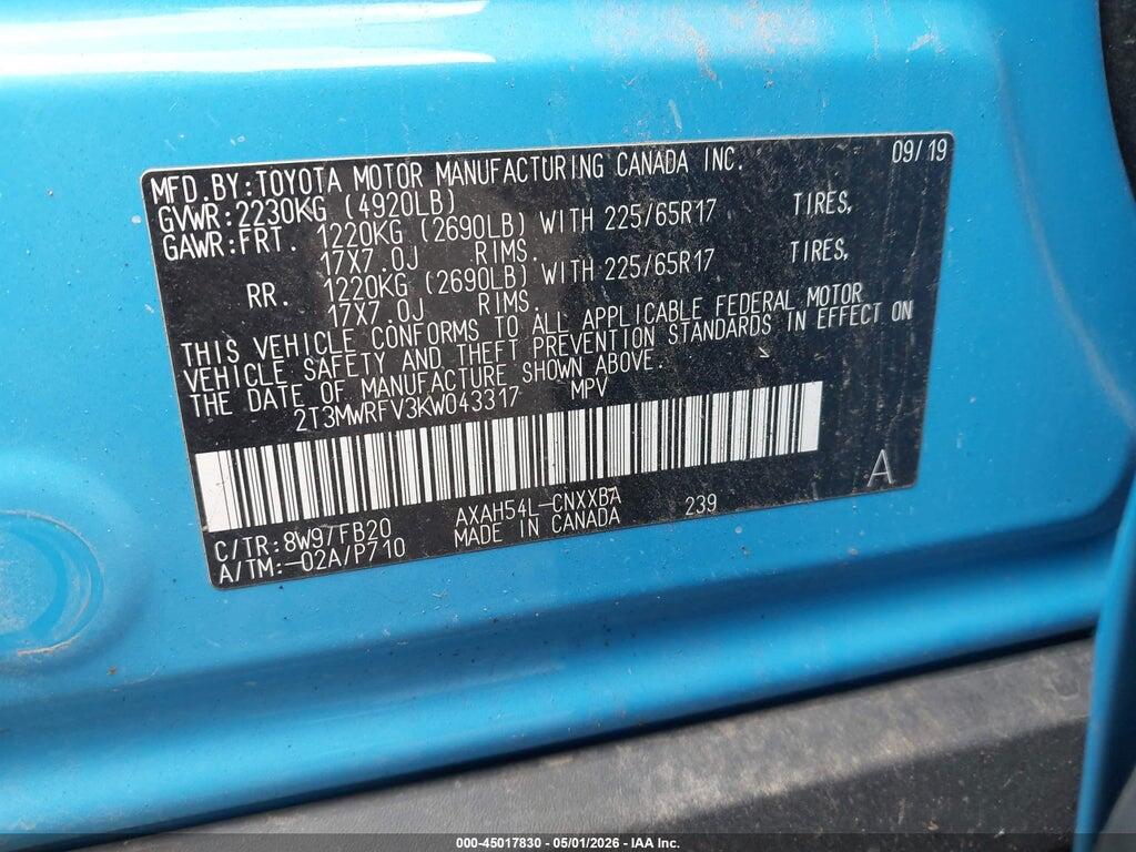 2T3MWRFV3KW043317 2019 TOYOTA RAV4 HYBRID photo no. 9