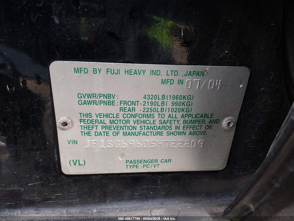 JF1SG69605H722209 2005 SUBARU FORESTER photo no. 9
