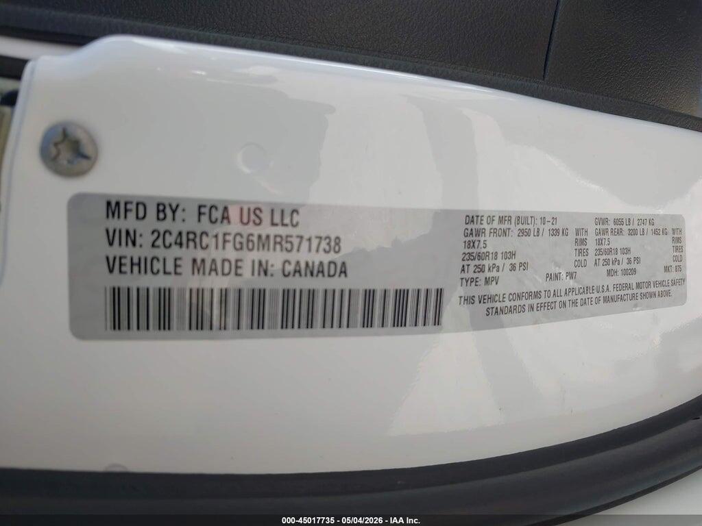 2C4RC1FG6MR571738 2021 CHRYSLER PACIFICA photo no. 9