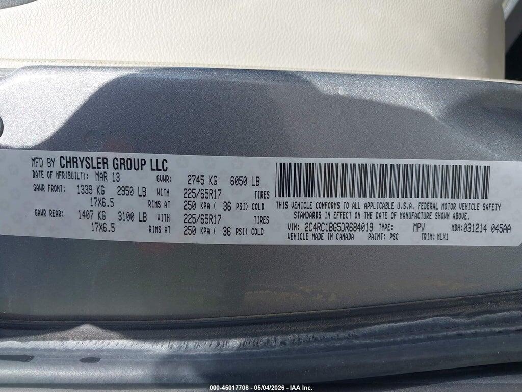2C4RC1BG5DR684019 2013 CHRYSLER TOWN & COUNTRY photo no. 9