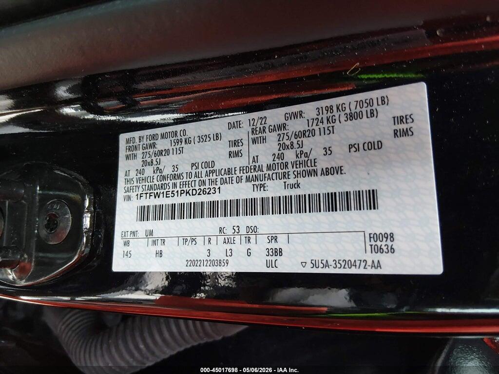 1FTFW1E51PKD26231 2023 FORD F-150 photo no. 9