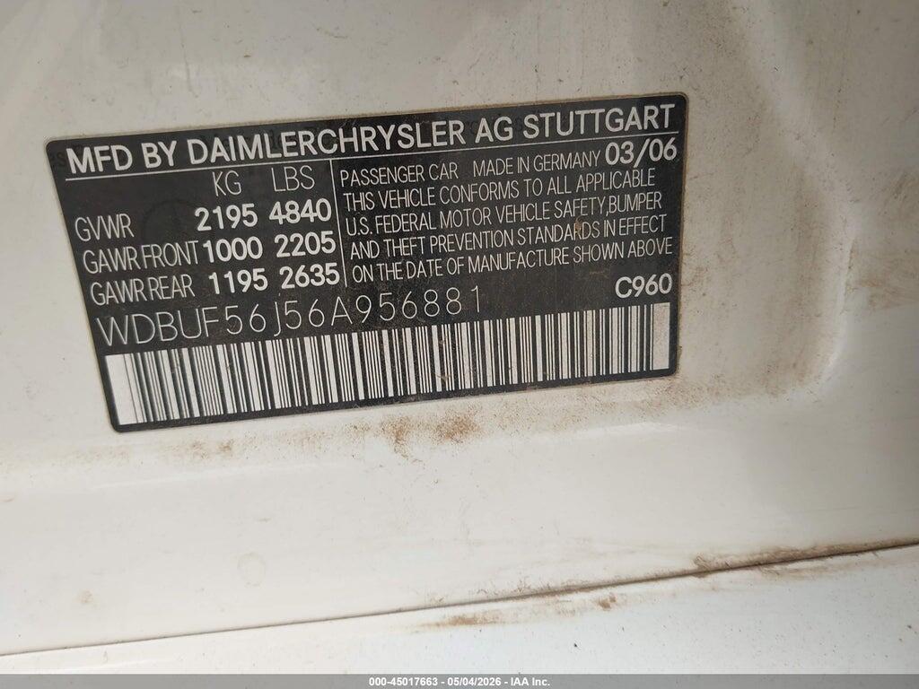 WDBUF56J56A956881 2006 MERCEDES-BENZ E 350 photo no. 9