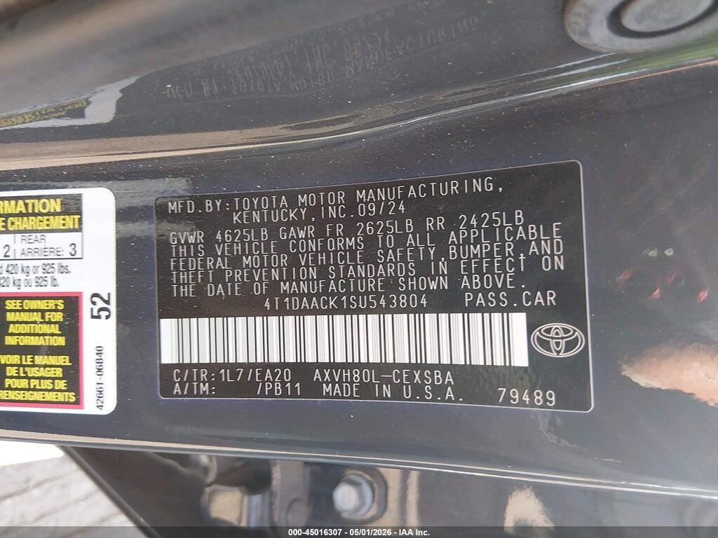 4T1DAACK1SU543804 2025 TOYOTA CAMRY photo no. 9