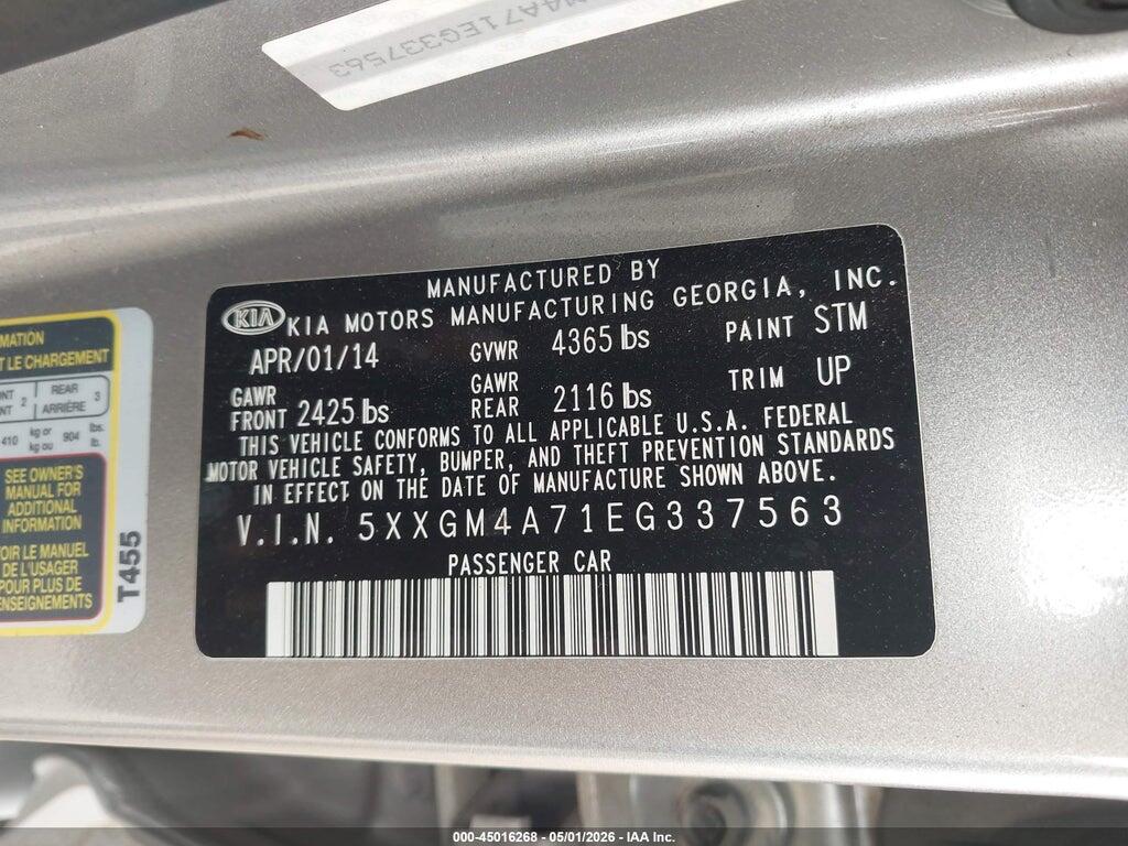 5XXGM4A71EG337563 2014 KIA OPTIMA photo no. 9