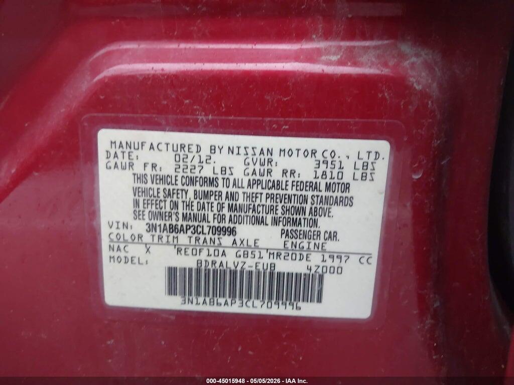 3N1AB6AP3CL709996 2012 NISSAN SENTRA photo no. 9