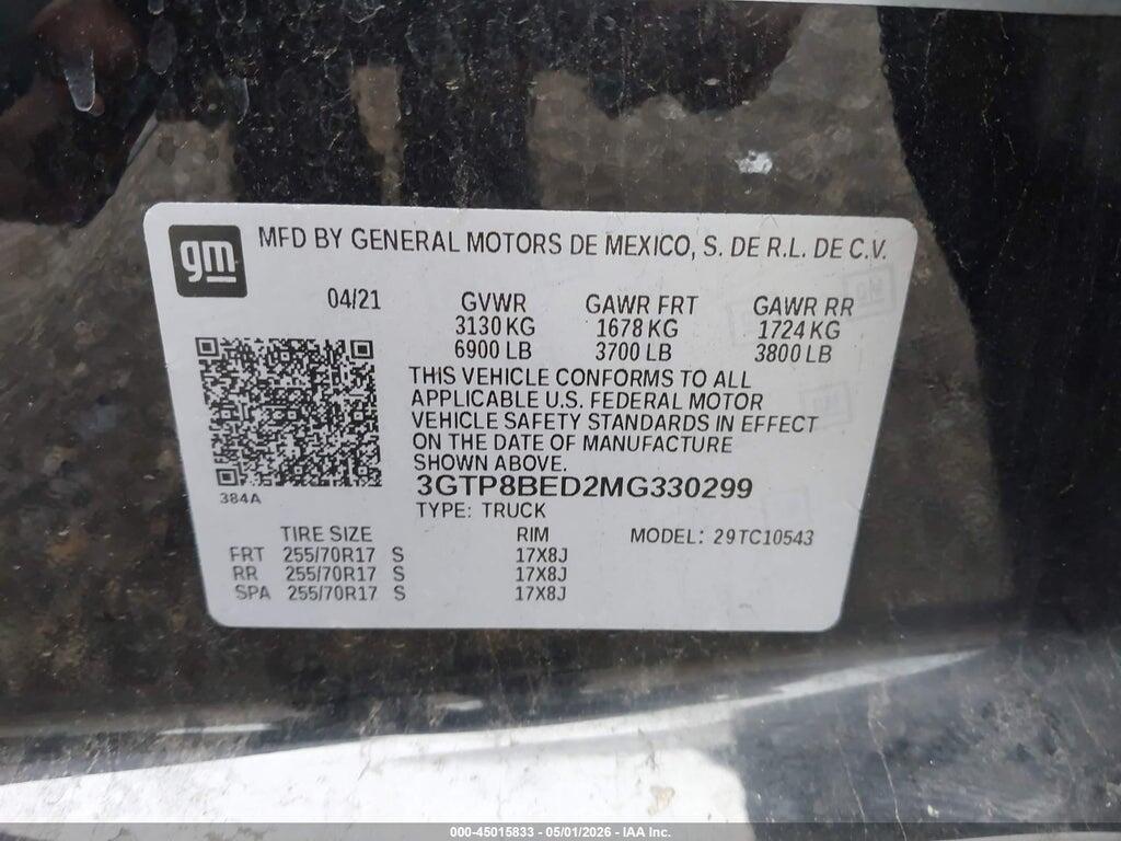 3GTP8BED2MG330299 2021 GMC SIERRA 1500 photo no. 9