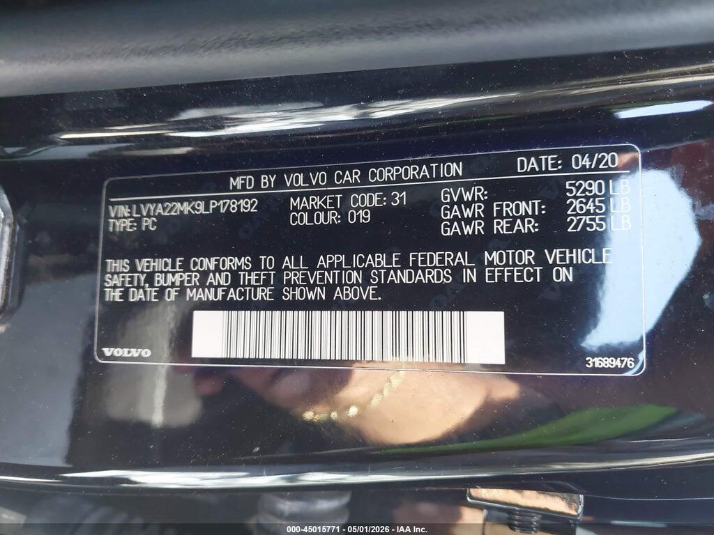 LVYA22MK9LP178192 2020 VOLVO S90 photo no. 9