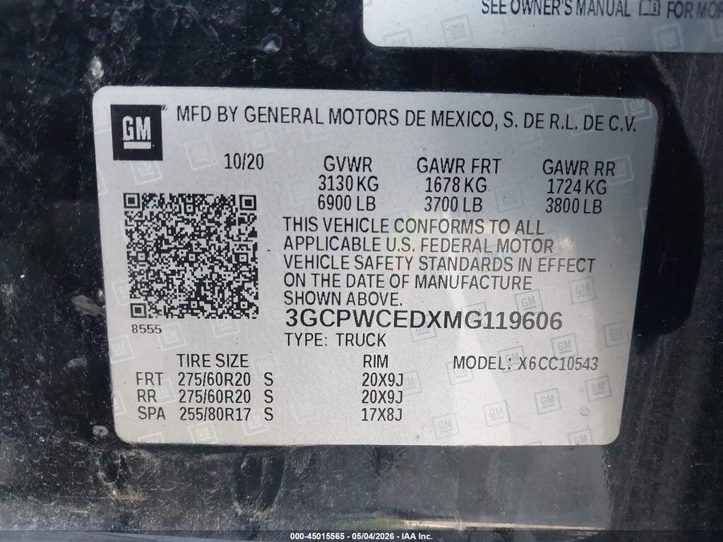 3GCPWCEDXMG119606 2021 CHEVROLET SILVERADO 1500 photo no. 9