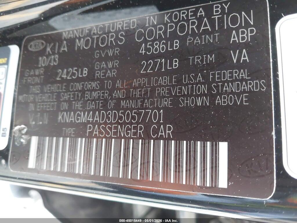 KNAGM4AD3D5057701 2013 KIA OPTIMA HYBRID photo no. 9