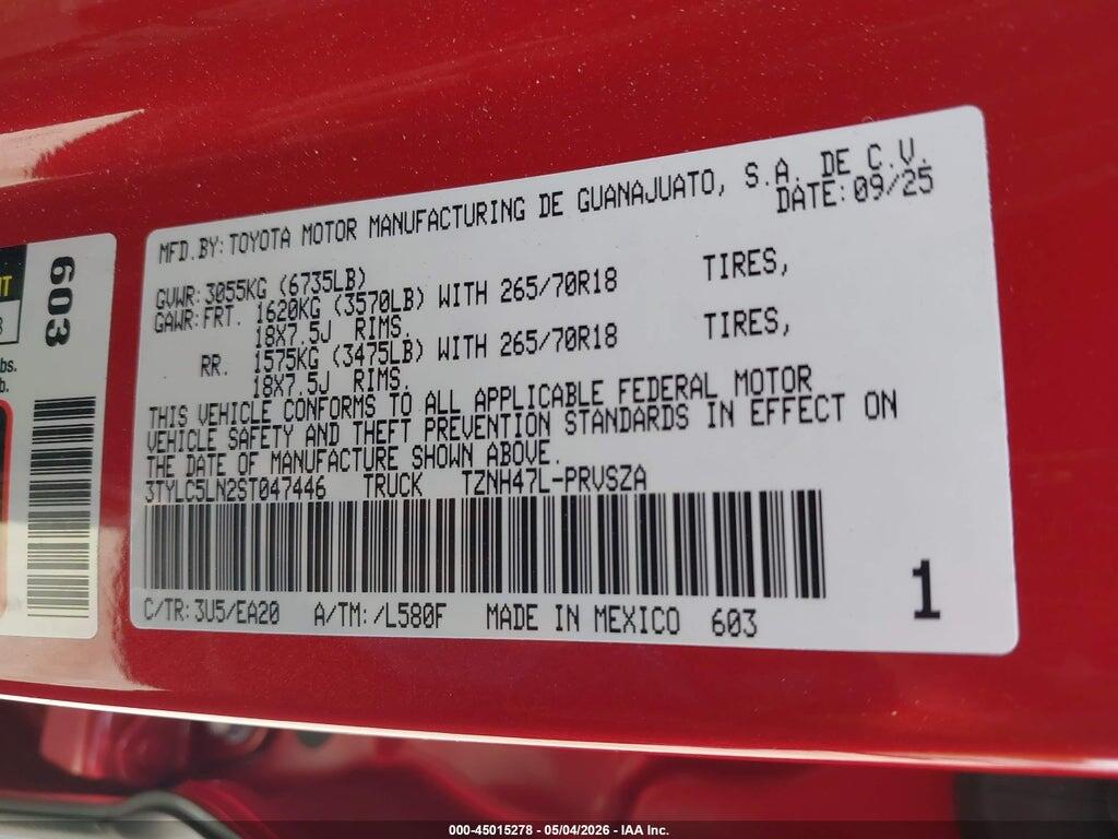 3TYLC5LN2ST047446 2025 TOYOTA TACOMA HYBRID photo no. 9
