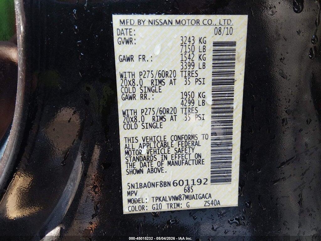 5N1BA0NF8BN601192 2011 NISSAN ARMADA photo no. 9