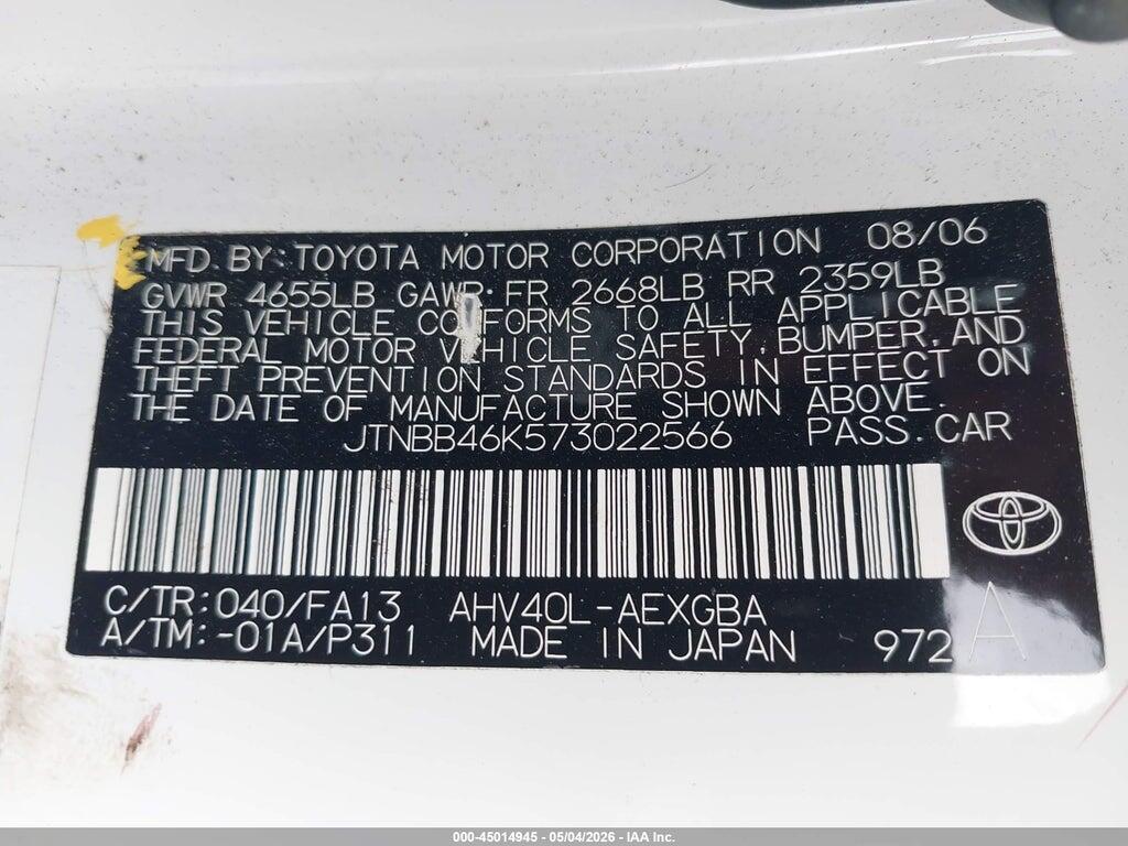 JTNBB46K573022566 2007 TOYOTA CAMRY HYBRID photo no. 9
