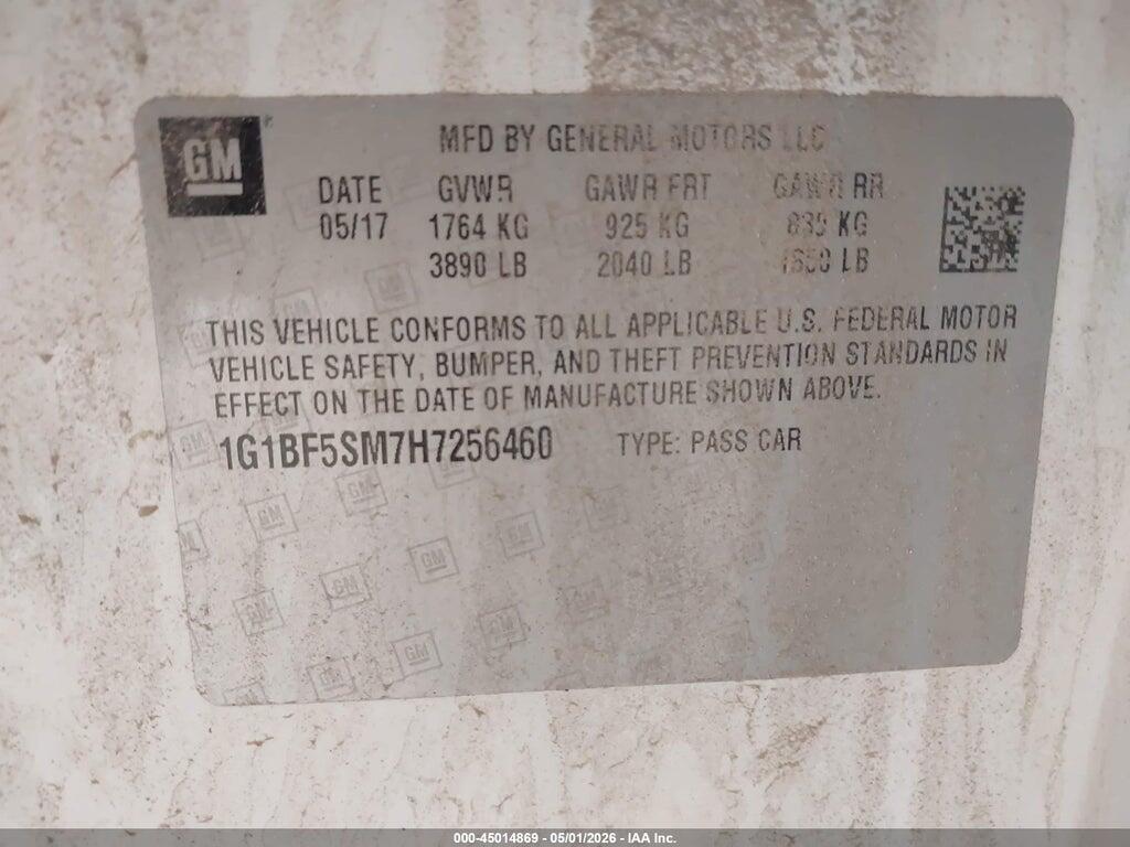 1G1BF5SM7H7256460 2017 CHEVROLET CRUZE photo no. 9