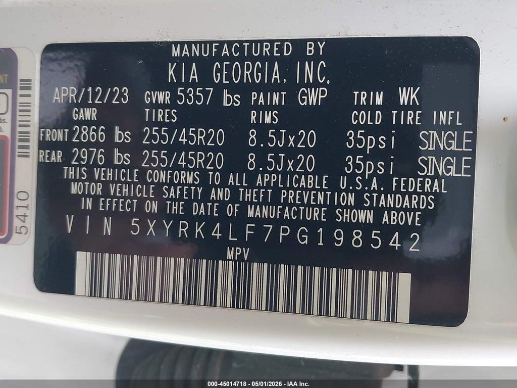 5XYRK4LF7PG198542 2023 KIA SORENTO photo no. 9