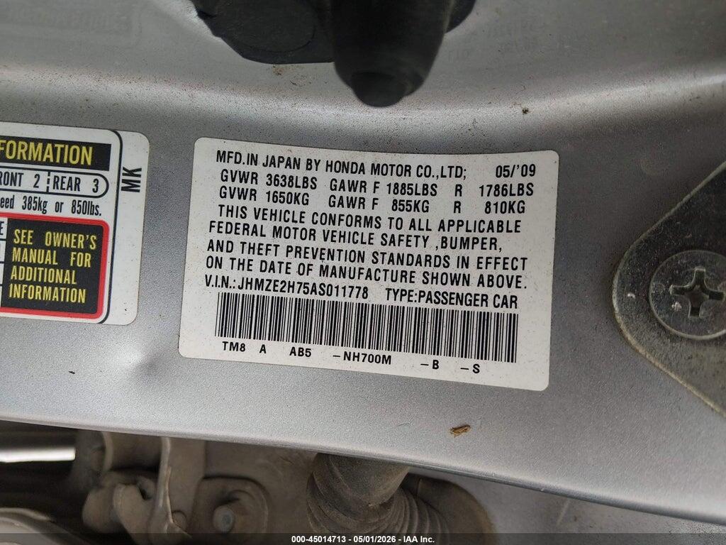 JHMZE2H75AS011778 2010 HONDA INSIGHT photo no. 9