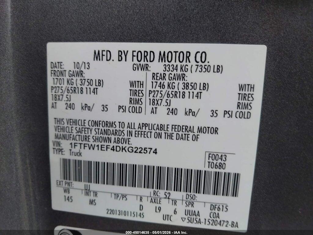 1FTFW1EF4DKG22574 2013 FORD F-150 photo no. 9
