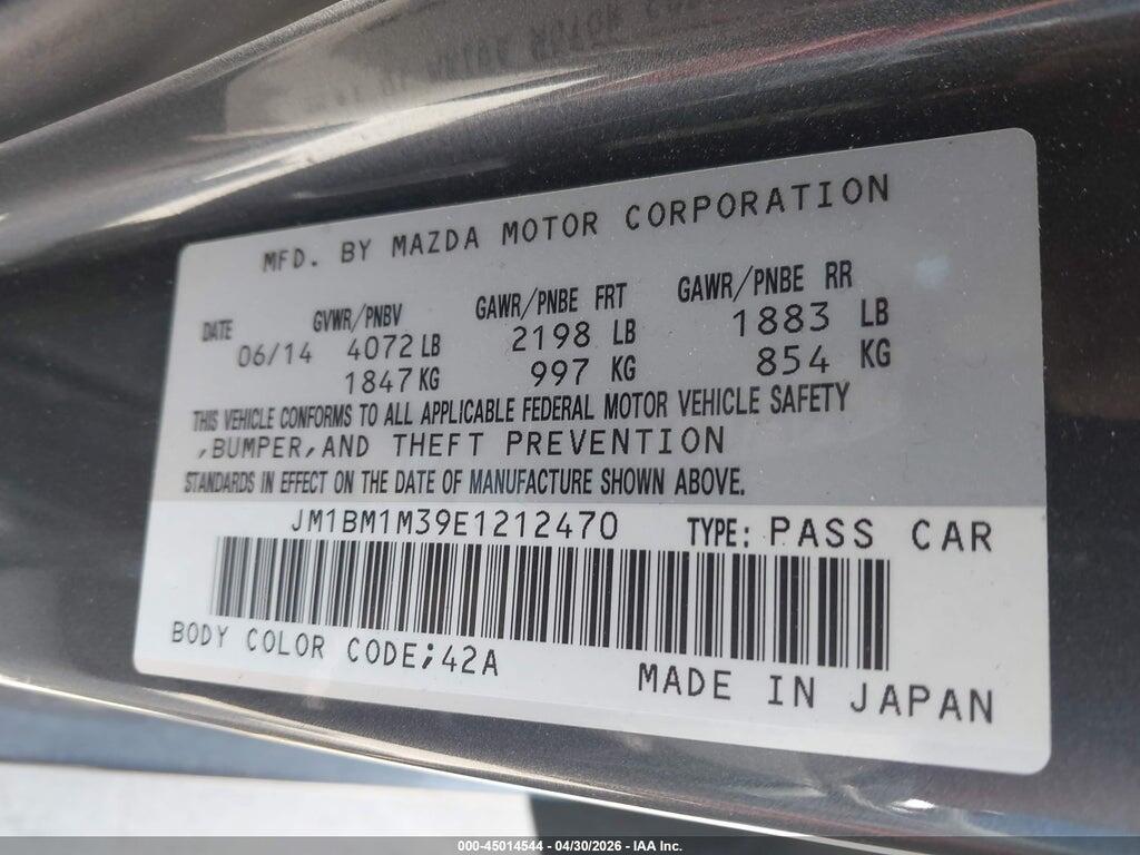 JM1BM1M39E1212470 2014 MAZDA MAZDA3 photo no. 9
