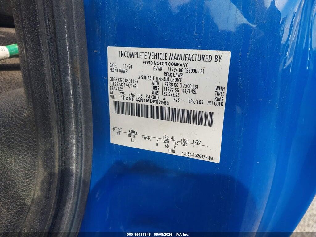 1FDNF6AN1MDF07968 2021 FORD F-650 GAS photo no. 9