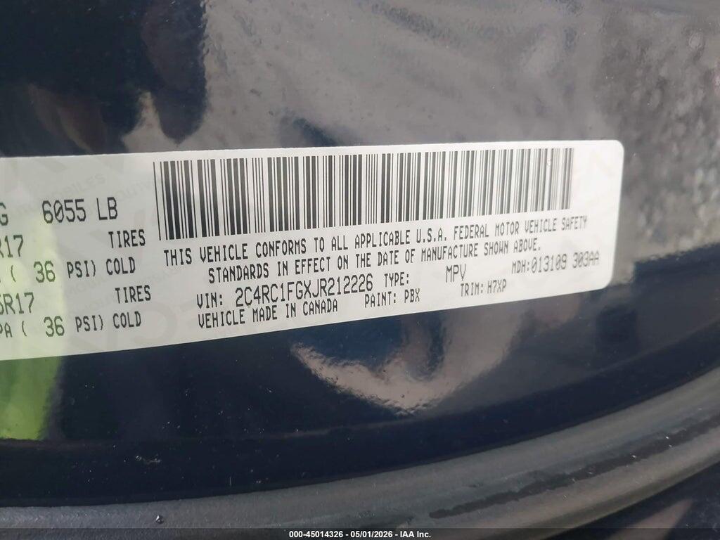 2C4RC1FGXJR212226 2018 CHRYSLER PACIFICA photo no. 9