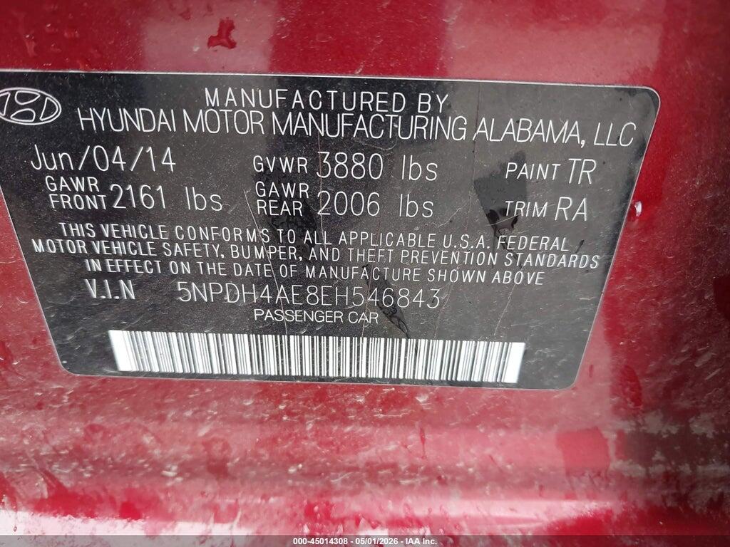 5NPDH4AE8EH546843 2014 HYUNDAI ELANTRA photo no. 9