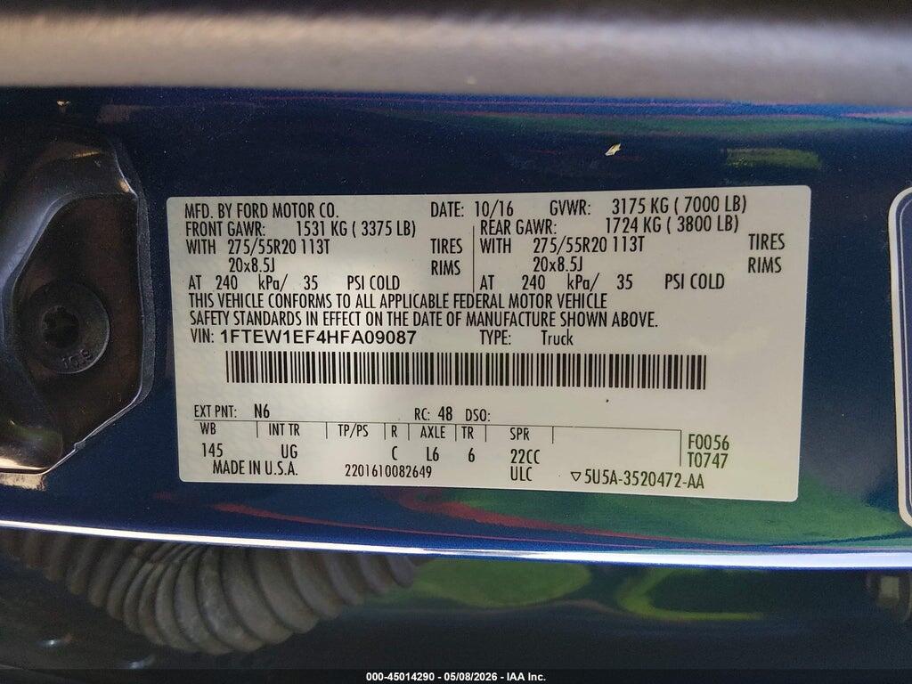 1FTEW1EF4HFA09087 2017 FORD F-150 photo no. 9