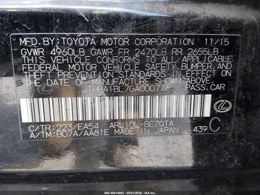 JTHBA1BL7GA000776 2016 LEXUS GS 200T photo no. 9