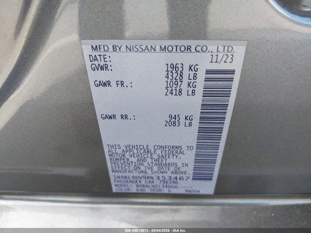1N4BL4DV9RN353467 2024 NISSAN ALTIMA photo no. 9
