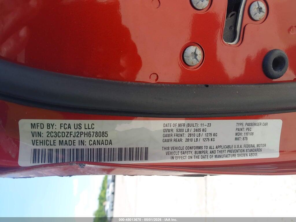 2C3CDZFJ2PH678085 2023 DODGE CHALLENGER photo no. 9