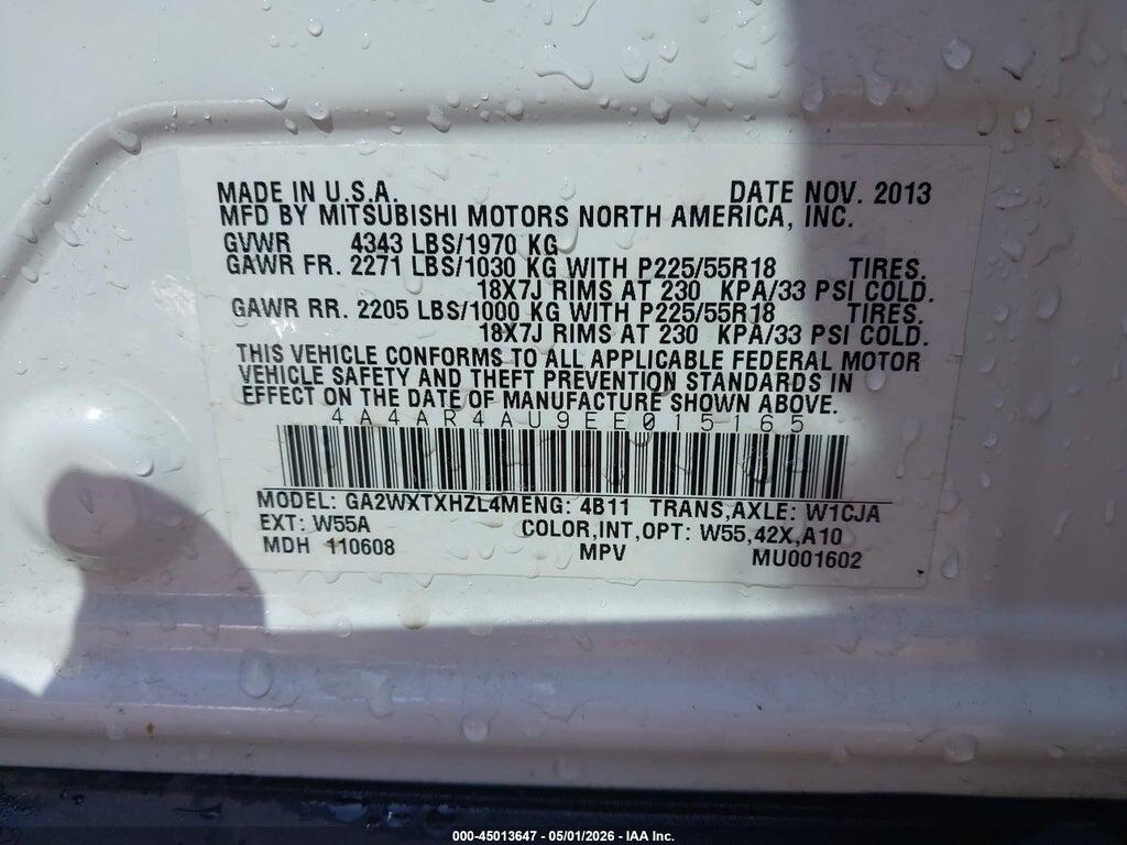 4A4AR4AU9EE015165 2014 MITSUBISHI OUTLANDER SPORT photo no. 9