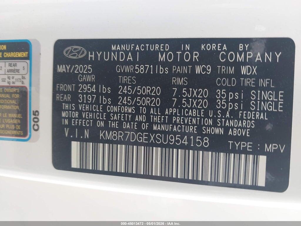 KM8R7DGEXSU954158 2025 HYUNDAI PALISADE photo no. 9