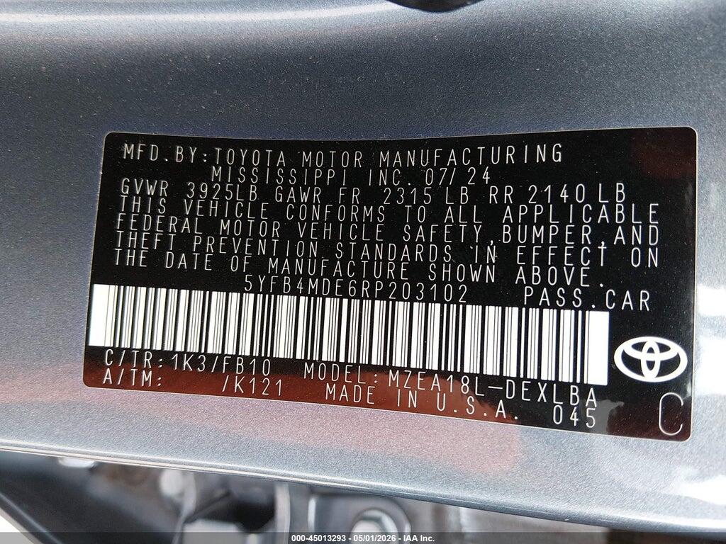 5YFB4MDE6RP203102 2024 TOYOTA COROLLA photo no. 9