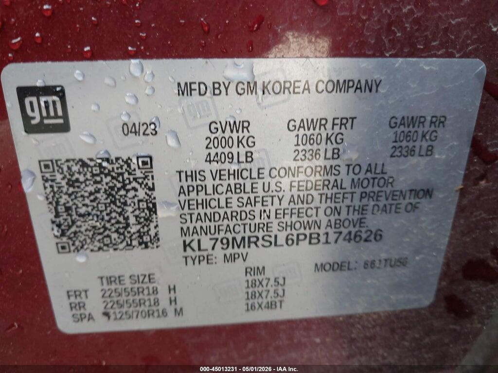 KL79MRSL6PB174626 2023 CHEVROLET TRAILBLAZER photo no. 9