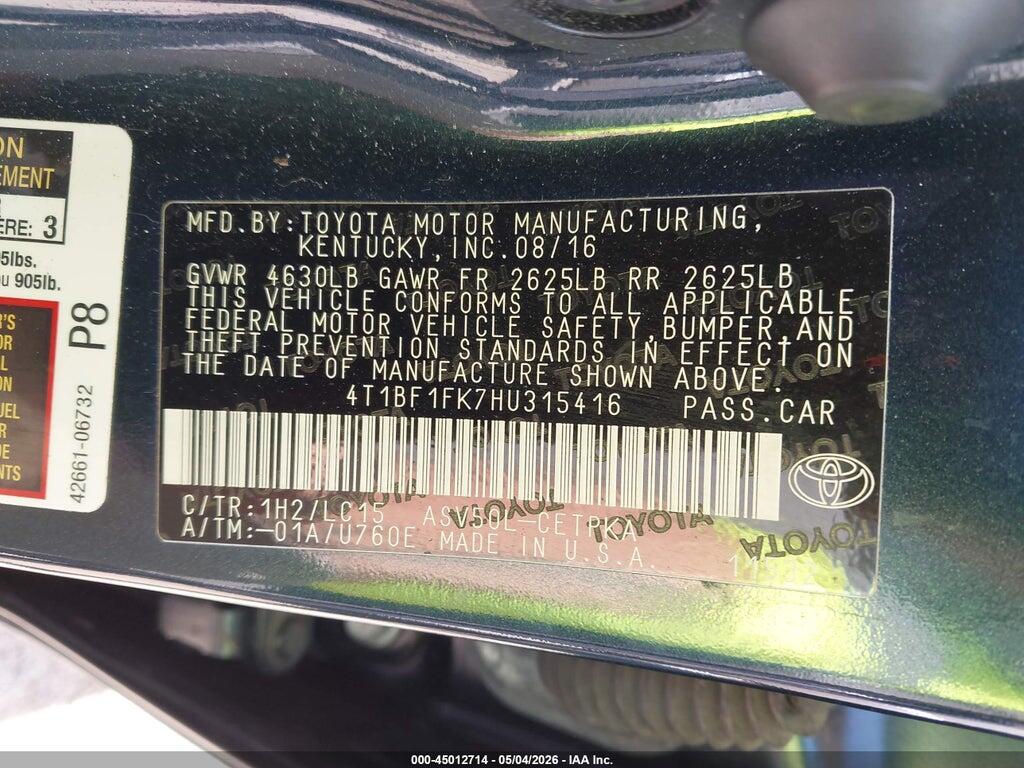 4T1BF1FK7HU315416 2017 TOYOTA CAMRY photo no. 9