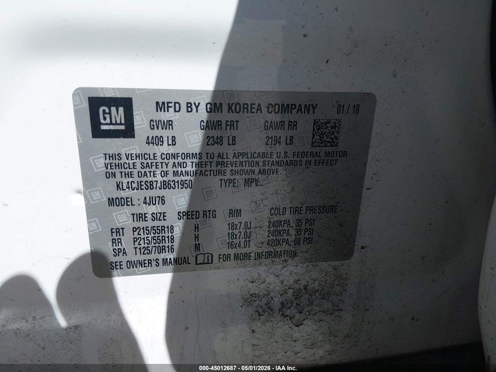 KL4CJESB7JB631950 2018 BUICK ENCORE photo no. 9