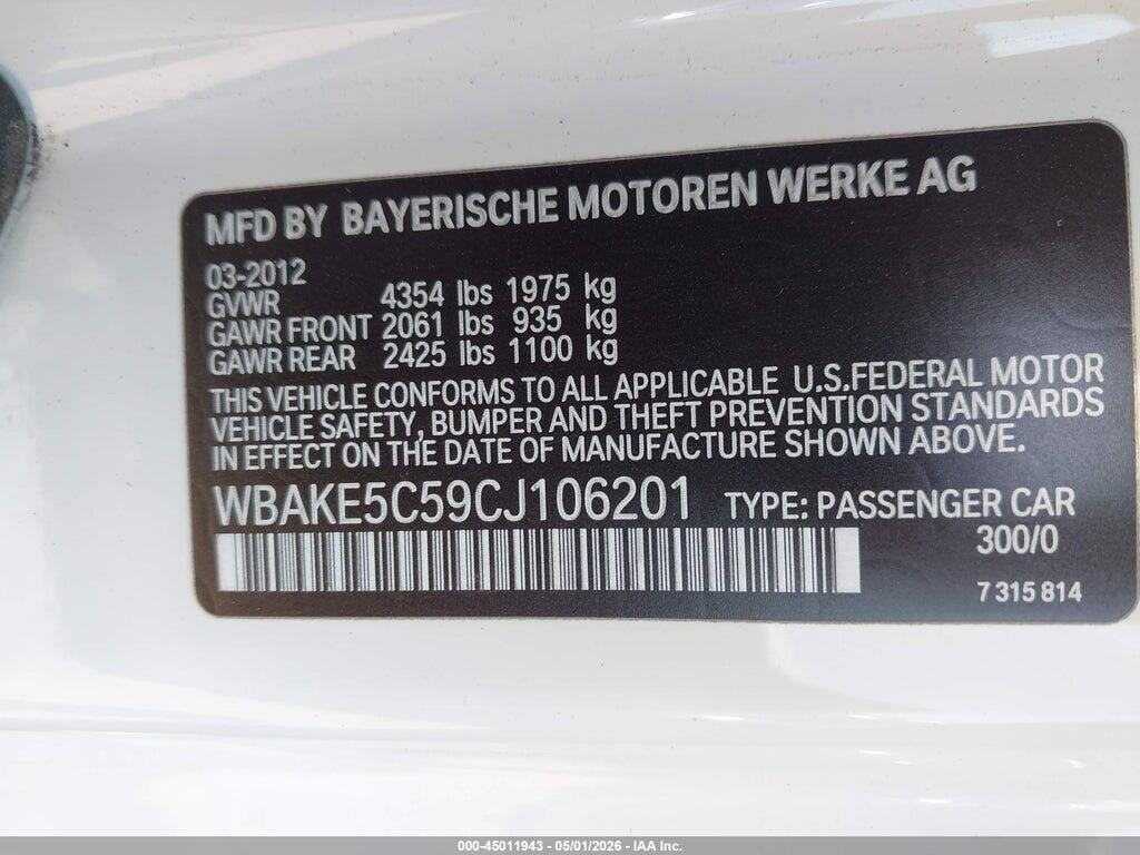WBAKE5C59CJ106201 2012 BMW 328I photo no. 9