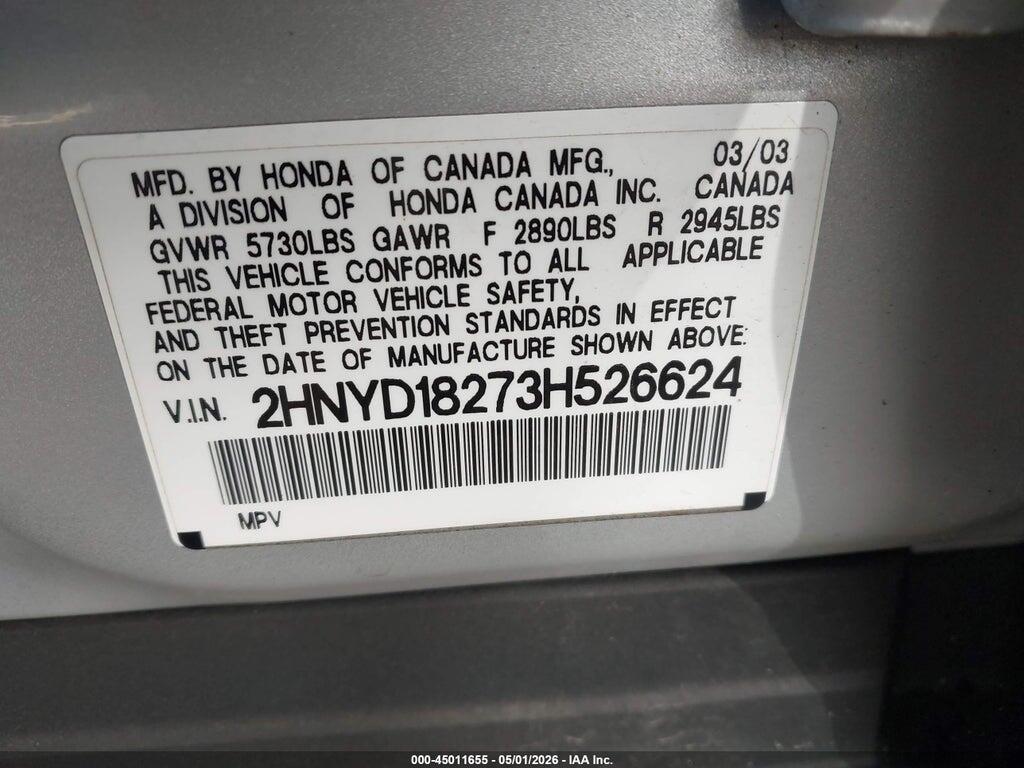 2HNYD18273H526624 2003 ACURA MDX photo no. 9