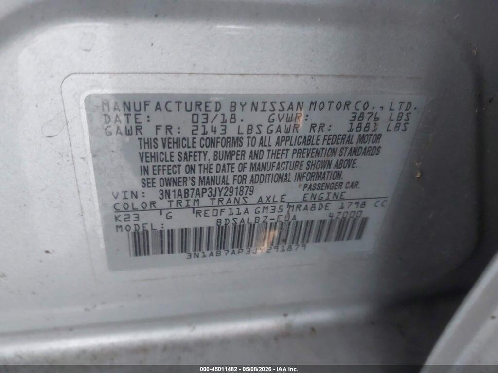 3N1AB7AP3JY291879 2018 NISSAN SENTRA photo no. 9