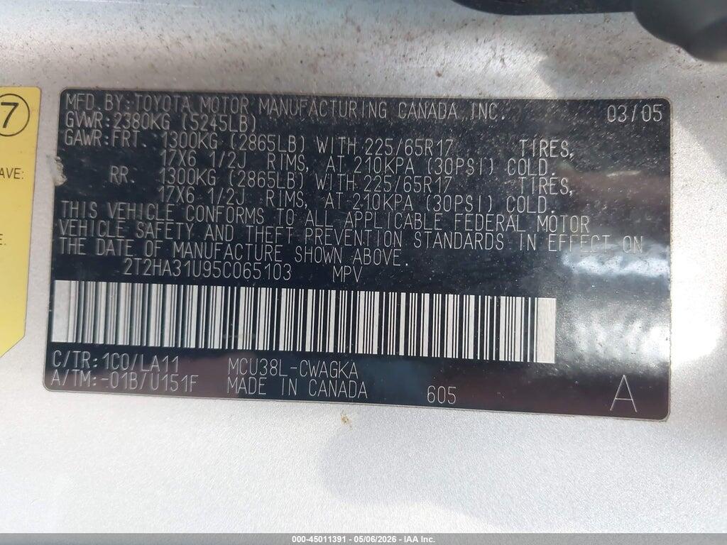 2T2HA31U95C065103 2005 LEXUS RX 330 photo no. 9
