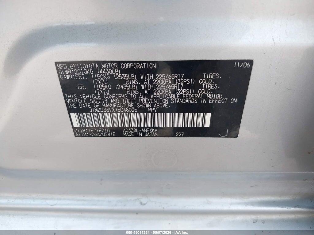 JTMZD33VX75048025 2007 TOYOTA RAV4 photo no. 9