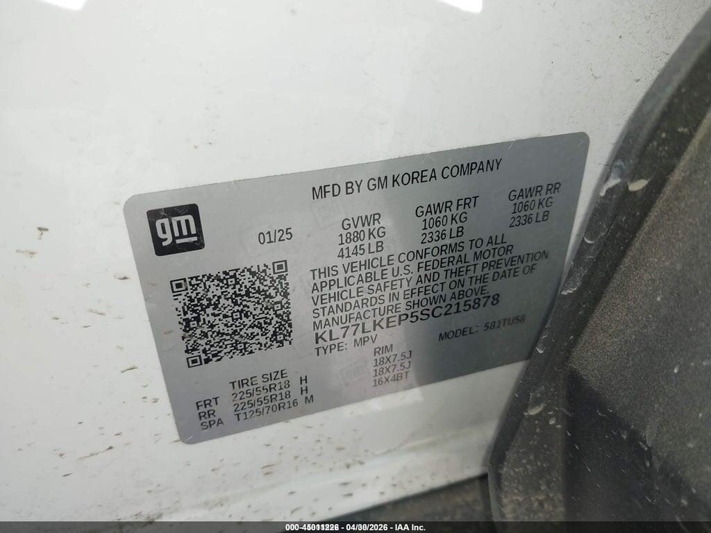 KL77LKEP5SC215878 2025 CHEVROLET TRAX photo no. 9