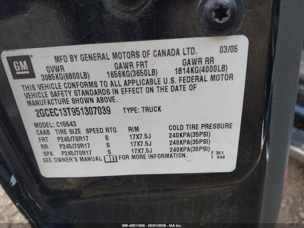 2GCEC13T951307039 2005 CHEVROLET SILVERADO 1500 photo no. 8
