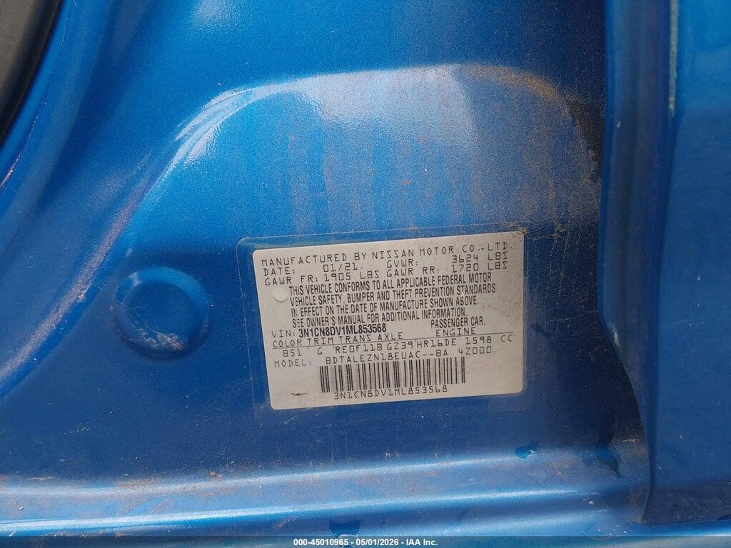 3N1CN8DV1ML853568 2021 NISSAN VERSA photo no. 9