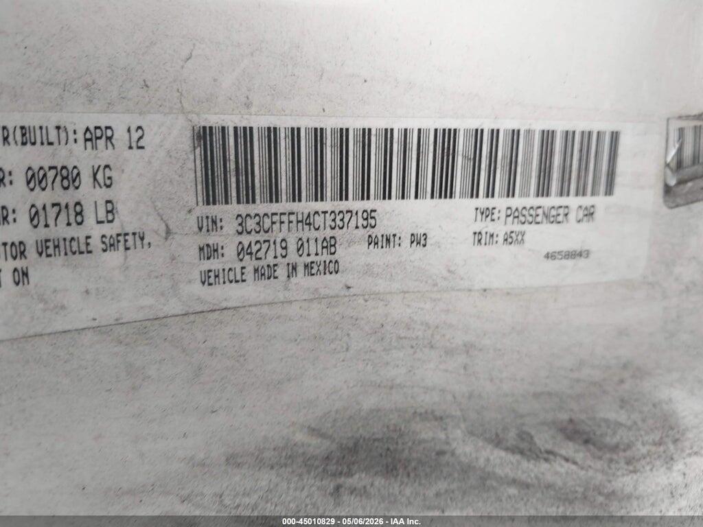 3C3CFFFH4CT337195 2012 FIAT 500 photo no. 9