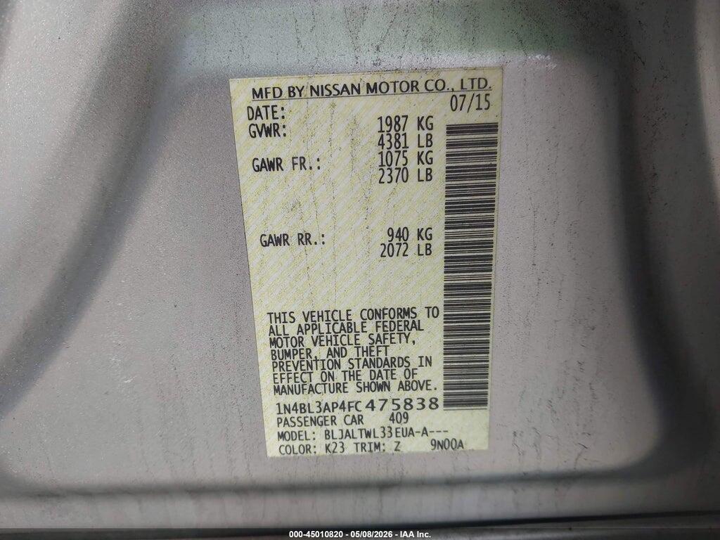 1N4BL3AP4FC475838 2015 NISSAN ALTIMA photo no. 9