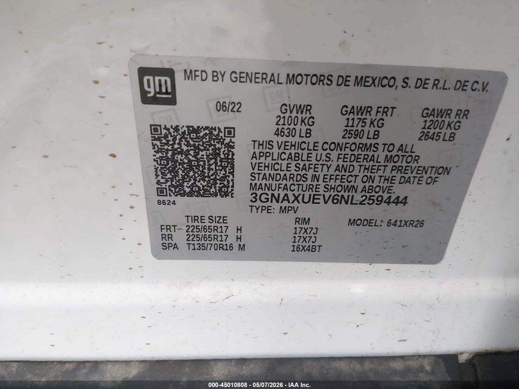 3GNAXUEV6NL259444 2022 CHEVROLET EQUINOX photo no. 9